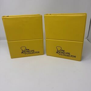VTG The Recipe Collector Yellow 3-Ring Binder x2 Inserts & Handwritten Recipes